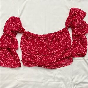 bebe Red and White Women's Blouse